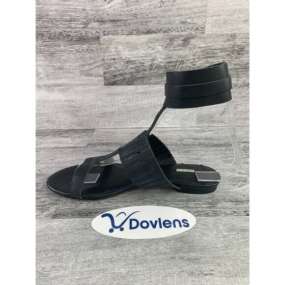 Leon Max Womens Black Leather Ankle Strap Sandals Size 6M - Picture 5 of 8